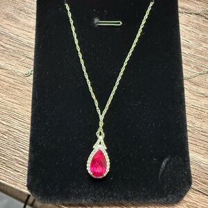 Zales Ruby and White Sapphire Necklace